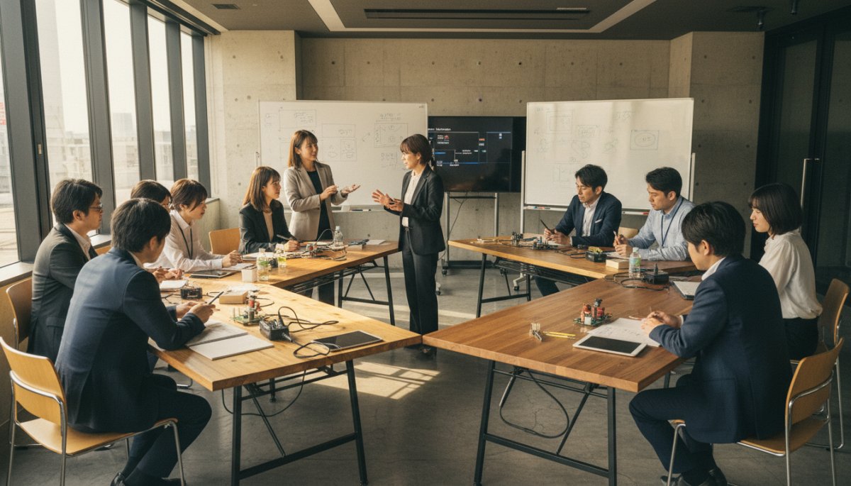 職員が実際の業務課題をもとにAIとの対話を試す研修風景
