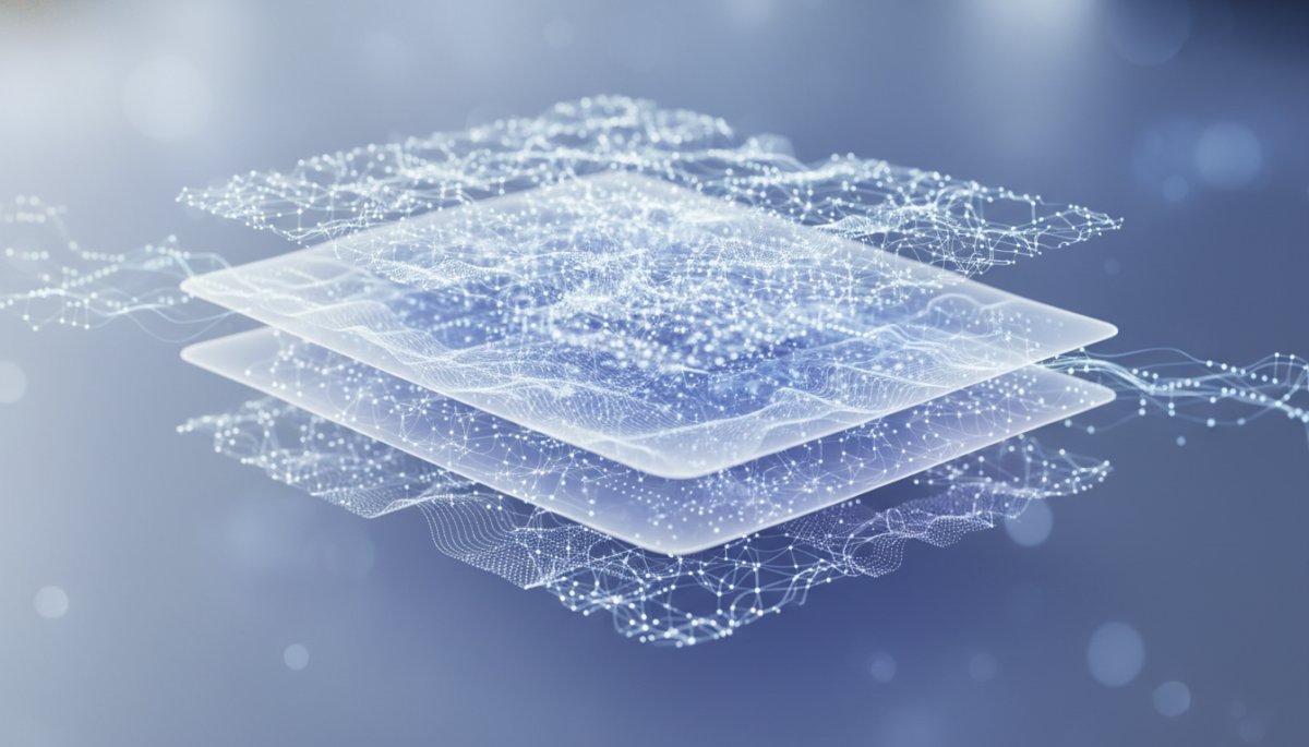 生成AIの仕組みを示すイメージ、大規模言語モデルとディープラーニング