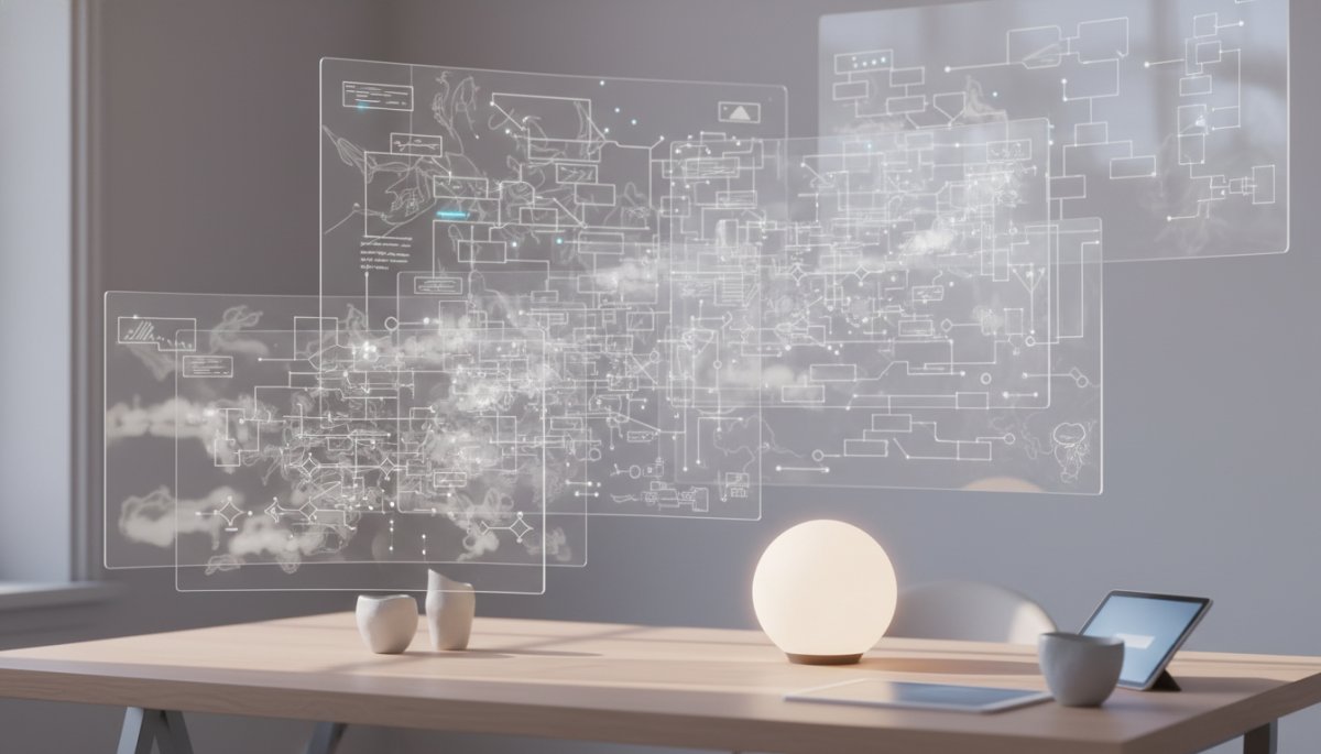 プロンプト設計と業務設計の関係を示すイメージ、思考の可視化