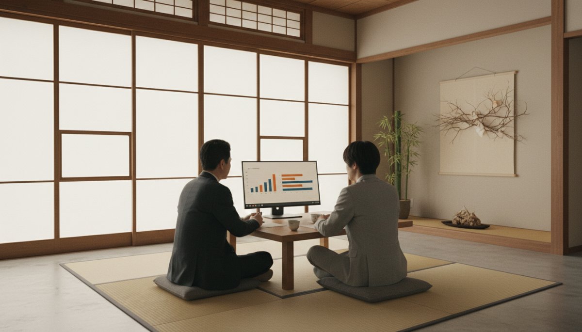 業務効率化の成果を測定する様子