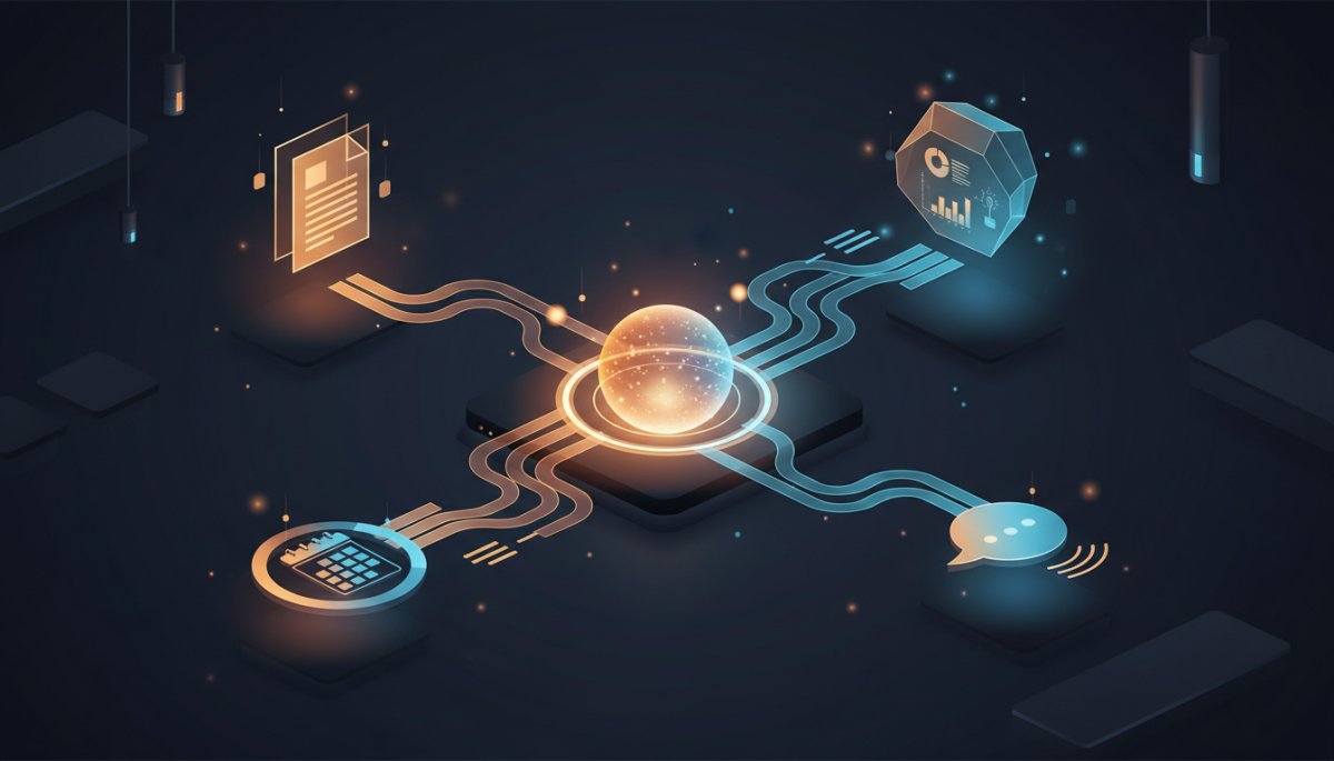 AIエージェントが業務フローを自動化するイメージ